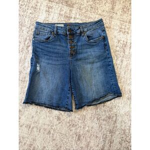 Kut from the Kloth Women's Catherine High Rise Denim Boyfriend Shorts Blue Sz 8